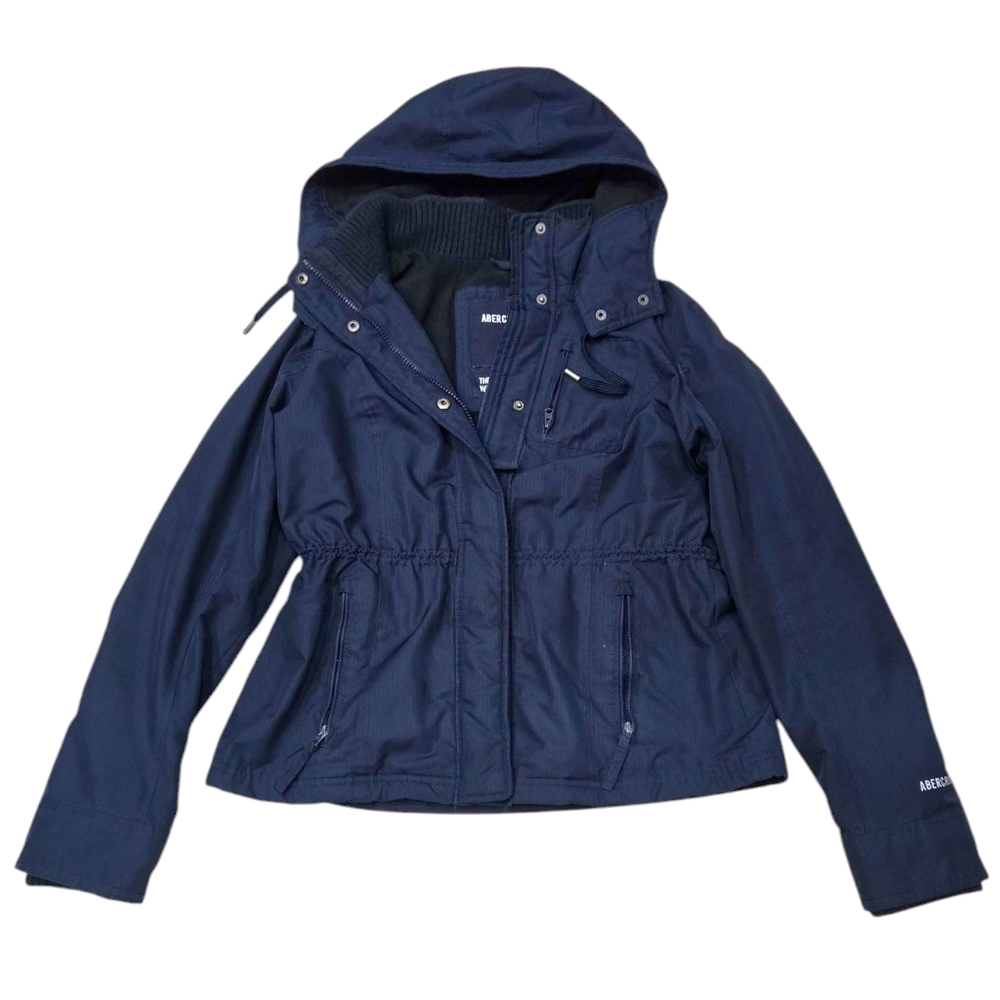 Abercrombie & Fitch Navy Blue Winter Coat Jacket Hoodies Size L - Picture 5 of 8